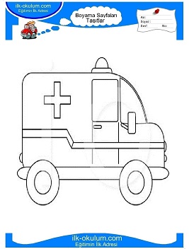Çocuklar İçin Ambulans Boyama Sayfaları 